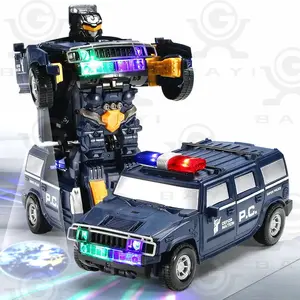 Remote-controlled Deformed Police Car Toy Acousto-Optic Universal Robot Vehicles Kids Music Light Projection Car Toys