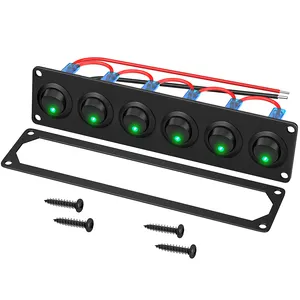 Panel de interruptor basculante marino LED de punto de 6 posiciones 12V 6 Gang impermeable para motocicleta camión
