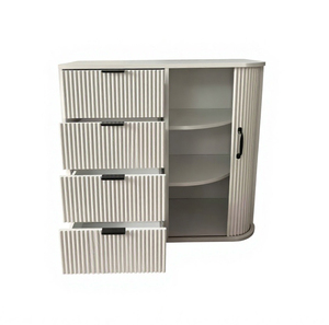 Buffet moderne écologique avec porte coulissante, 4 tiroirs, bois rainuré, table de bar à café, cuisine, <span class=keywords><strong>salon</strong></span> - Product Image 3