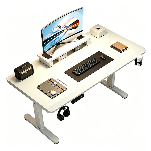 Electric Gaming Desk Dual Motor Wire Hider Traditional Wood Home Office Use Electric Height Adjustable Desk 10-Year Warranty