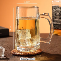 Mug à bière en verre épais transparent avec poignée, résistant à la chaleur, pour bière, café, jus - Vente en gros