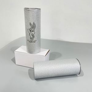 Lot de 25 gobelets isothermes à double paroi de 20 oz, argent mats, vierges pour sublimation, à paillettes, fins et droits - Product Image 4