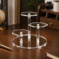 Support d'affichage pour figurines en acrylique transparent sur mesure à 4 niveaux avec plateformes hexagonales et base octogonale pour articles de collection en gros