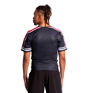T-shirt personnalisable noir et rouge évacuant l'humidité pour pom-pom girls masculins uniformes confortables pour pom-pom girls masculins - Product Image 3