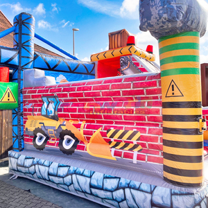 Château gonflable pour enfants, chantier de construction extérieur, château gonflable et toboggan, structure gonflable combinée pour sauter et rebondir - Product Image 4
