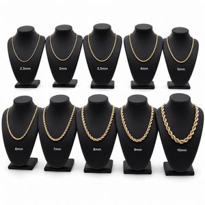 Wholesale Twisted <b>Rope</b> <b>Chain</b> 2mm 3mm 5mm 6mm 8mm 10mm Gold Plated Stainless Steel Hip Hop Necklace Jewelry - Product Image 1