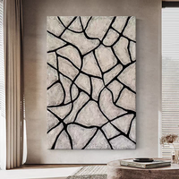 Peinture sur toile suspendue de style italien moderne de luxe, abstraite, noire et beige, décoration murale encadrée en métal