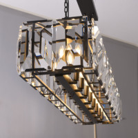 Pendentif en cristal moderne de lustre rectangulaire en bronze antique s'allume pour le restaurant dinning d'hôtel