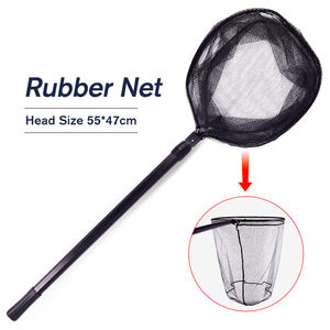 Inklapbare telescopische landingsnetstok van aluminiumlegering met opvouwbaar siliconen rubberen visnet voor vliegvisserij - Product Image 1