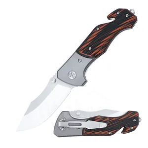 High End Outdoor Knife Pocket G10 Folding Survival 8CR14 Camping Knife with survival cutter