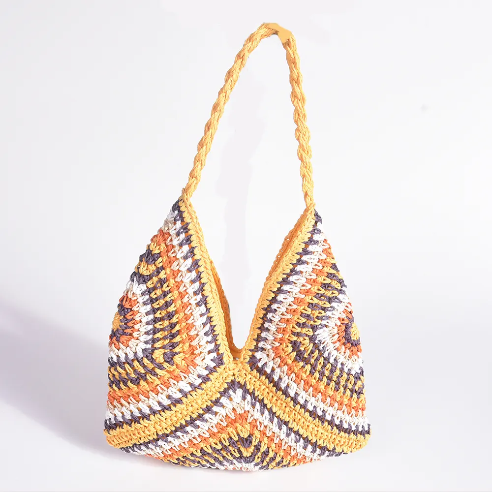 Hot sale Colorful Women Handmade Handbag hand made Crochet Shoulder Tote Bags