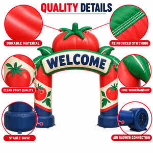 Arche gonflable personnalisée pour festival <span class=keywords><strong>de</strong></span> tomates avec feuilles <span class=keywords><strong>de</strong></span> <span class=keywords><strong>tomate</strong></span> pour marché agricole, événement alimentaire, entrée extérieure, promotion <span class=keywords><strong>de</strong></span> marque, vente en gros - Product Image 4