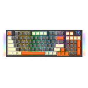 Clavier mécanique CJ96 touches avec écran intelligent OLED et bouton clavier de jeu 3modes RGB Anti-Ghosting clavier sans fil à échange à chaud