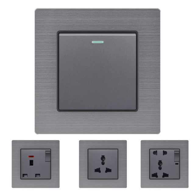 A2 Luxury High Quality KXN Multi-Functional Double Pole Touch Panel Power Socket EU/UK/Universal Wall Switches