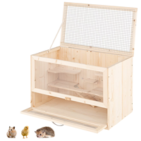 Jaula Moderna para Hámster de Madera de Abeto con Techo de Malla Abatible, Ventana de Acrílico, Ecológica, Duradera, de Alta Calidad y Fácil de Limpiar, Recinto para Animales Pequeños