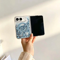 Coque de luxe magnétique à sable mouvant pour iPhone Duo Fold, étui rigide mat dynamique à paillettes liquides