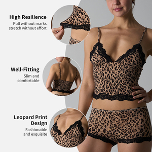 Sk1268 Top Sportivo da Donna Sexy, Aderente, in <span class=keywords><strong>Pizzo</strong></span> Elasticizzato ad Alta Resilienza, Stampa Leopardata, <span class=keywords><strong>con</strong></span> Spalline Regolabili - Product Image 6