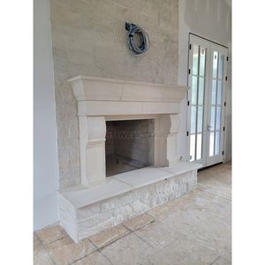 नवागंतुक हाथ से नक्काशीदार पत्थर की मूर्ति आधुनिक सरल शैली सफेद लिमेस्टोन फायरप्लेस - Product Image 1