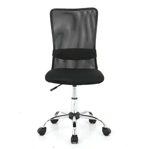 Luxo moderno barato preto malha sem braços escritório esperando cadeiras com rodízios
