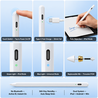Lápiz Óptico para Tablet Tipo-C 10H 360 Días, Compatible con iPad, Android, Windows, Doble Sistema, Punta de Aluminio y POM, Venta al Por Mayor OEM, Logotipo Personalizado