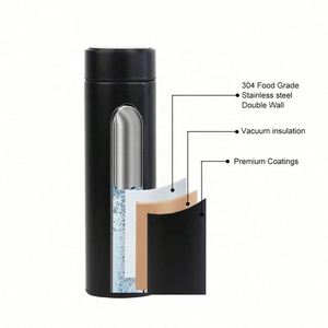 Bouteille d'eau intelligente personnalisée avec logo, 500 ml, sous vide, avec affichage LED de la température, couvercles et infuseur à thé – Vente en gros - Product Image 3