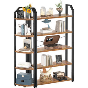 Scaffali in MDF reversibili a 5 livelli con libreria a doppia larghezza e alta con 2 scaffali aperti per soggiorno a casa ufficio - Product Image 1