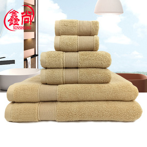 Ensemble de serviettes de bain Xinshang, 2 carrées, 2 pour les mains, 2 pour le bain, en pur coton beige, douces pour la peau, pour la salle de bain à domicile - Product Image 1