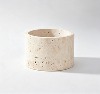 Bol de rangement en travertin beige naturel, pour bijoux, collations, fruits, décoration de table pour villa, maison, boutique, hôtel