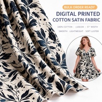 Tissu de pyjama en satin de coton doux de qualité supérieure, tissu de satin imprimé en coton pour chemises et vêtements pour femmes, directement de l'usine