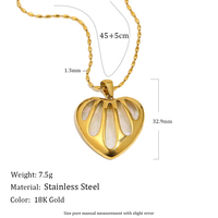 Collier pour femme Dreamshow, pendentif en forme de cœur creux en coquille blanche, bijoux en acier inoxydable plaqué or, cadeau pour la fête des mères