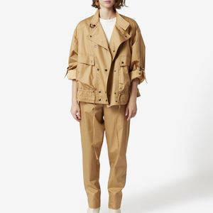 Giacca Bomber Invernale Corta in Ecopelle con Collo a Risvolto, Maniche Lunghe, Vita Alta e Patchwork Bicolore - Product Image 5