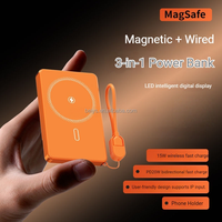 5000mAh Metall Magnetischer 2-in-1 Kabelloser Ständer Lanyard-Kabel 22,5W Schnellladung Digitale Anzeige Mit Klappbarem Ständer 10000mAh