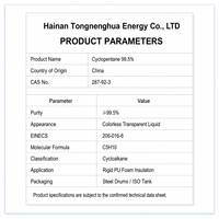 Cyclopentane direct usine, agent de gonflage CAS 287-92-3 99,5 % pour remplacement du HCFC-141b, mousse isolante PU, approvisionnement stable