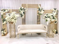 Arche de mariage en métal doré robuste - Arche en acier thermolaqué de 72 pouces de large pour allée de cérémonie, toile de fond de table à gâteau et photographie