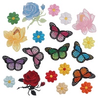Offre Spéciale coloré papillon fleur conception patchs de broderie personnalisés vêtements tissu étiquette vêtement tissé Patch de broderie