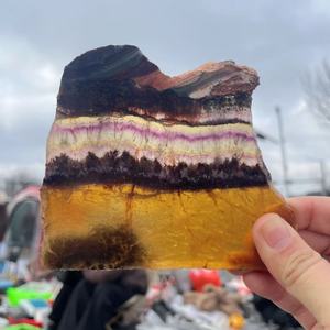 Venta al por mayor de losa de fluorita natural de Kazajstán, símbiosis Super Siete, cuarzo rutilado de jardín, cristal en rodajas para decoración. - Product Image 2