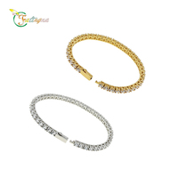 316L Edelstahl Gold Silber Tennisarmband mit Zirkonia Rundschliff, Krappenfassung, Kastenverschluss, Klassischer Schmuck für Damen, Großhandel, Kundenspezifisch, OEM
