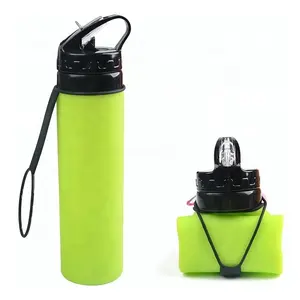 Outdoor 600ml Collapsible BPA Free Foldable Sports Silicone Water Bottle for Travel Gym Camping Hiking