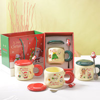 Mug en céramique de Noël avec couvercle, couleur et logo personnalisés, 380 ml/430 ml, tasse cadeau créative réutilisable pour femmes et couples