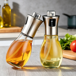 Bouteille pulvérisateur d'huile en verre de luxe moderne de 200 ml, finition argent, or, noir, s'adapte au style intérieur de cuisine moderne haut de gamme - Product Image 3