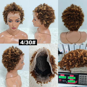โปรโมชั่น Letsfly $26 วิกผมสั้นหยิกแบบ Pixie Cut ขอบผม 4C  13x4 Swiss พร้อมผมเบบี้แฮร์ ผมแท้บราซิล 100% - Product Image 4