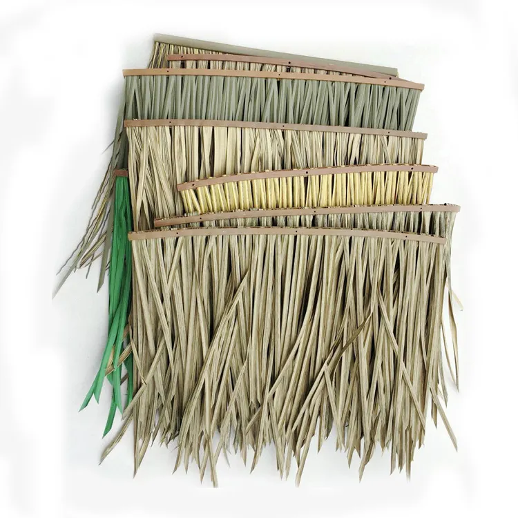 Factory sell PVC PE fireproof artificial thatch PA synthetic roofing HDPE thatch Simulated Straw