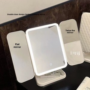 Smart High-Definition LED Desktop <b>Makeup</b> Mirror Adjustable Shell Storage <b>Box</b> with Foldable Vanity Mirror for Cross-Border Use - Product Image 1
