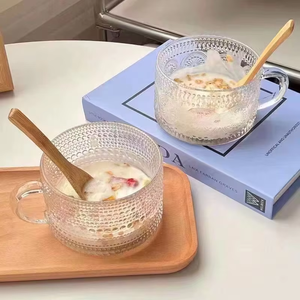 450ml 15oz Vintage girasole goffrato Design Soda Lime vetreria latte Yogurt vetro tazze per la colazione con motivi di rilievo - Product Image 6