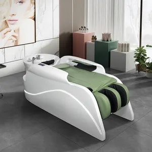 Luxury Modern Hair Salon Furniture Lay Down Washing Electric Massage Shampoo Bed Chair For Salon