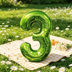 Palloncino in lamina metallica Party Love numero 3 verde 100 cm decorazione compleanno - Product Image 4