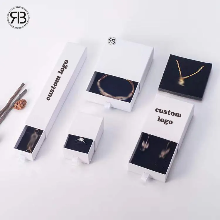 Caixa de embalagem de joias de anel de papel, de alta qualidade, pequena gaveta de cartão, caixa de luxo personalizada, logotipo, caga para joyeria, colar, pacote