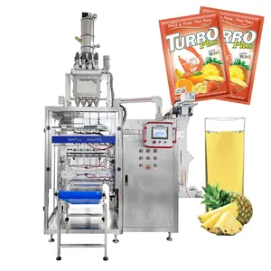 Automatic multi lane vffs 4 side sealing sachet packing multi vitamin fruit punch drink mix powder filling packaging machine