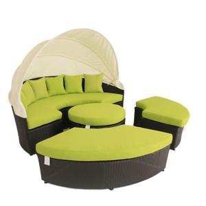 Luxury Modern Outside Garden Wicker <strong>Daybed</strong> Pool Rope Round Sofa Set Waterproof Cushion Pe Rattan Sun Lounge <strong>With</strong> <strong>Canopy</strong> - Product Image 5