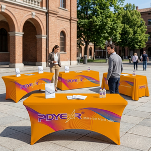 Nappe de table drapée personnalisée imprimée 4ft 5ft 6ft 8ft – Nappe publicitaire promotionnelle avec logo par sublimation pour salon professionnel - Product Image 6